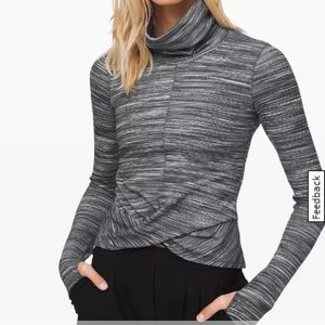 lululemon athletica Gray Striped Turtleneck Top